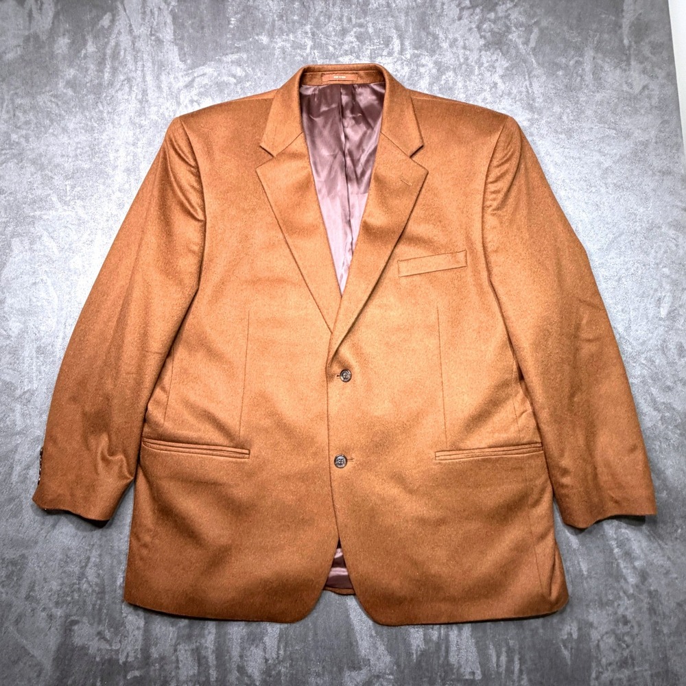 Tasso Elba Blazer Mens 100% Cashmere Two Button Sport Coat Camel Brown Preppy